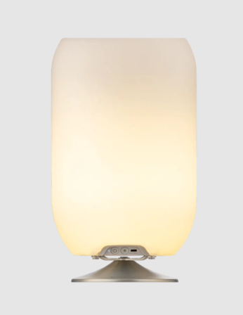 Kooduu Atmos Vinkjøler-lampe-høyttaler, Jacob Jensen design, sølv