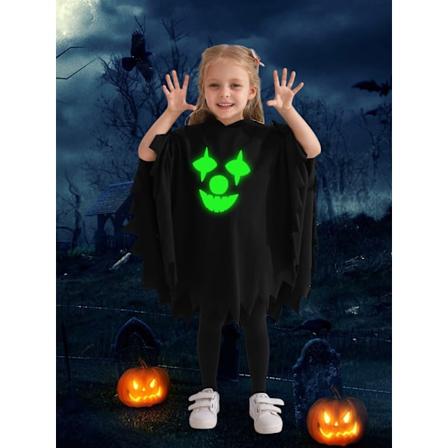 GYRATEDREAM Halloween Spøgelseskappe til småbørn, drenge og piger, Halloween-kostumer til børn, 1-6 år glowingclownface 5