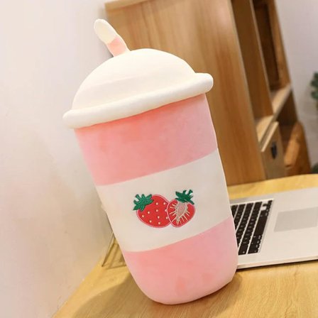 Söt Avocado Citron Jordgubbs Te Dryck Plysch Leksak Frukt Kudde Kawaii Bubble Tea Kudde Kreativ Dekoration 25cm