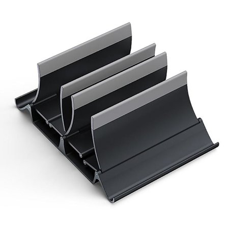 Vertikal bærbar computerstativ Telefon Tablet-holder Desktop Automatisk dobbelt opbevaringshylde