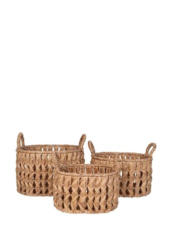 House Nordic Tova - Baskets, Water Hyacinth, Natural, Set Of 3 - Brown - 30X46X36CM