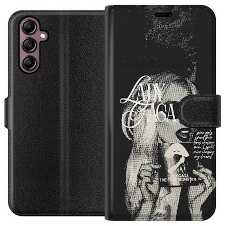 Kompatibelt Lommeboketui til Samsung Galaxy A14 5G Lady Gaga svart-hvit retroplakat med solbriller og popkonst-estetikk