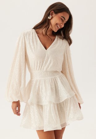 Bubbleroom Occasion Flounce Balloon Sleeve Sequin Dress Vaatteet