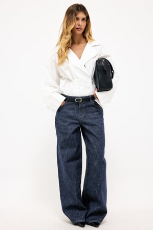 NA-KD - Baggy jeans med middels liv - Baggy Jeans - Blå - EU 38