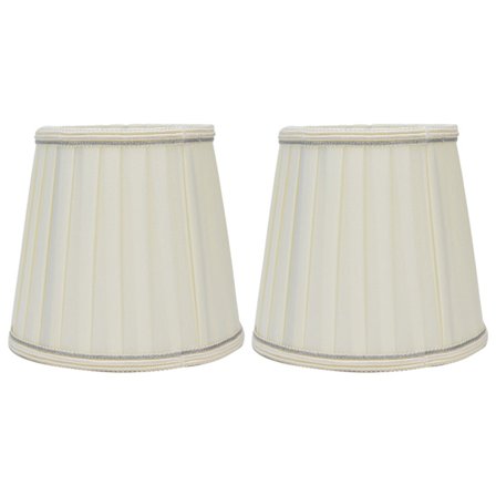 Beige lampskärm i europeisk stil med silverkant för E14 skruvljusstake