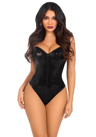 Sequin Boned Bodysuit Black - Vuxen.fi - Seksikkäät vaatteet - Leg Avenue