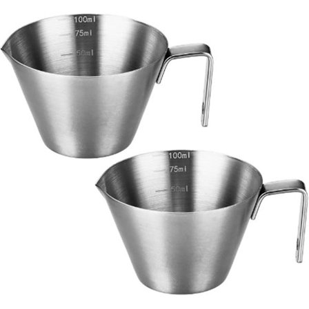 Espresso-kopper, 2-pakks rustfritt stål Espresso målekopp med skalamerking & ørnnebeak, 100ML Espresso helles kopp Barista kaffetilbehør