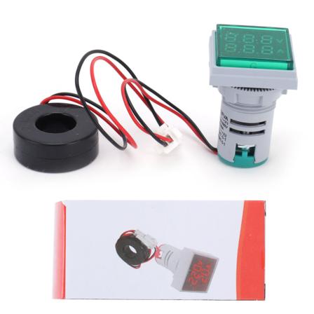 Aktuel signalindikator Universal 2‐Display firkantet lampe lys 60~500V AC AD16‐22FVAGrøn