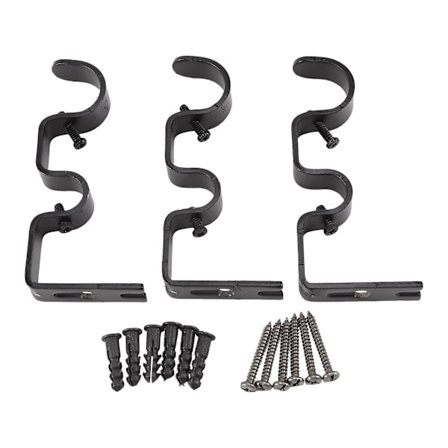 3 stk./sæt Gardinstangbeslag Heavy Duty Dobbeltstangsholdere Sort
