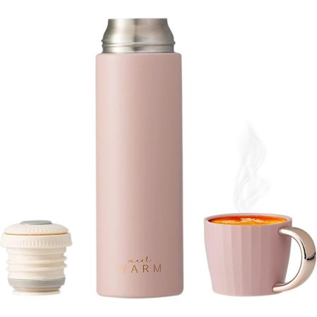 Flaskor för varma och kalla drycker 500 ml, vakuumisolerad termosmugg för drycker, läcksäker vattenflaska (rosa)