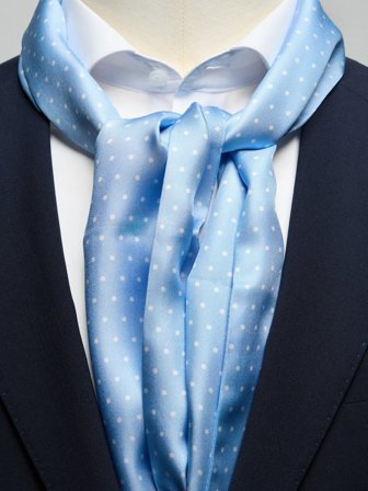 John Henric Men's Hellblauer Seidenschal mit Punkten Size Onesize