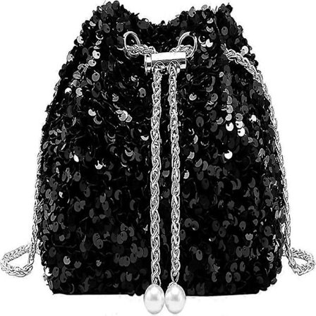 Strass Aftonväska Clutch Silver Svart Dam Aftonväska Glänsande Kedjeväska Negro