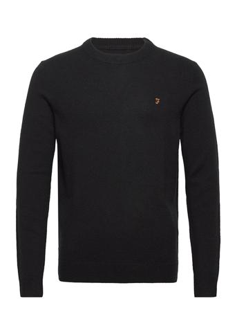 Birchall Crew Neck Jumper Stickad Tröja M. Rund Krage Svart Farah