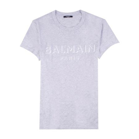 Balmain T-Shirt With Logo Grå, Herre T-shirts