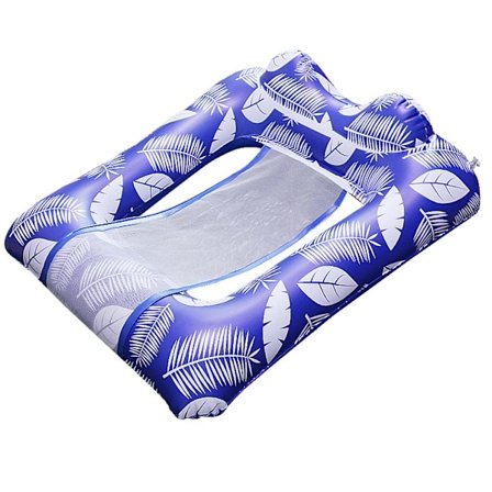 Uppblåsbar pool Float, uppblåsbar flytande säng pool Lounger, vattenhängmatta strandleksaker med nackstöd för sommarskoj, flytande rör