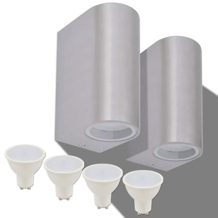 Vidaxl Utomhusvägglampa Led 2 St Rund Uppåt/nedåt Silver