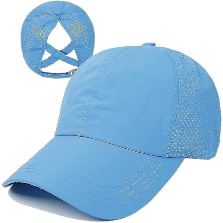 Naisten baseball-lippis ristikkäisellä poninhännällä, säädettävä korkea remmi, hengittävä verkko