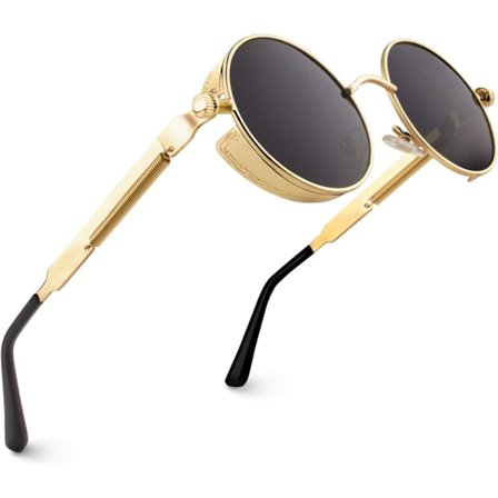 Retro Steampunk -tyyliset unisex-inspiroidut pyöreät metalliset pyöreät polarisoidut aurinkolasit rentouttavat, turvalliset ja mukavat, miehille ja 