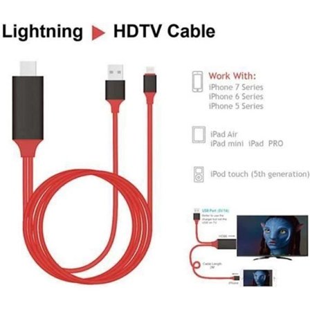 HDMI HDTV-kabel för iPhone och iPad - Röd - 1080p AV-adapter