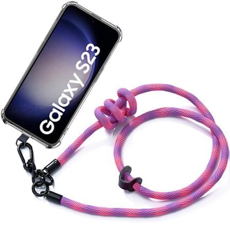 Coque - BOOLING - för Samsung Galaxy S23 - Stötresistent - Avtagbart Snöre - Transparent Rosa