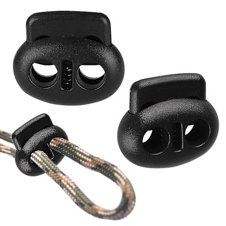 20 stk. Plast Snørelås Ende Toggle Dobbel Hull Fjærstopper Feste Slider Toggles Ende for Sko, Snøring, Paracord, Vesker, Klær
