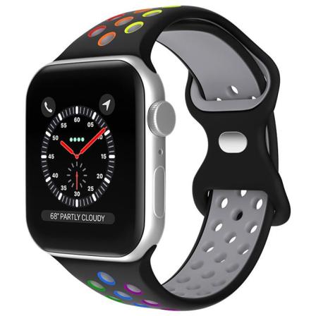 Apple Watch Kompatibelt Sport Armband Silikon Svart/rain 38/40/4 Black S
