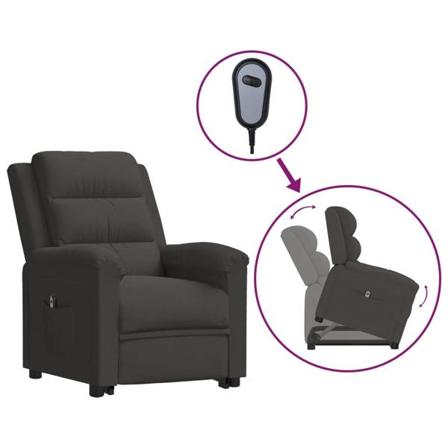 Vidaxl Reclinerfåtölj Med Uppresningshjälp Mörkgrå Sammet Grå