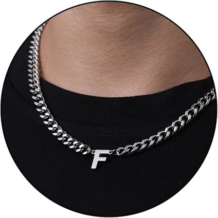 Initial A-z Kubansk Länk Halsband För Pojkar Män Kvinnor Bokstav Hänge Rostfritt Stål 6.5mm 18+2 Tum Smyckesgåva