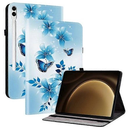 Nahkakotelo, yhteensopiva Samsung Galaxy Tab S10+ / S9 FE+ / S9+:n kanssa, painettu jalusta ja korttipaikat