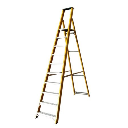 Glass fibre folding platform steps, 10 treads, H 2110 mm