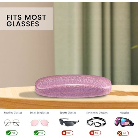 pieces rosa och vit glitter hårt skal glasögonfodral, Porta