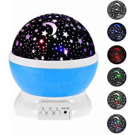 Stjärnhimmel nattlampa med projektor 360 graders rotation, 4 LED-lampor 9 ljusfärgsförändring USB-kabel (blå)