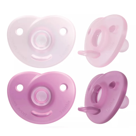 Philips Avent Soothie Heart Smokker, 0–6 mnd, rosa, 2 stk.