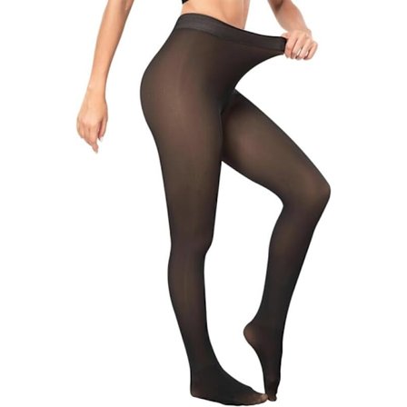 Termotights för dam, Vinter Genomskinliga Tights, Tights, Värmande Leggings, Fodrade Plyschtights, Magekontroll Fleece, Falsk Genomskinlig, Svart