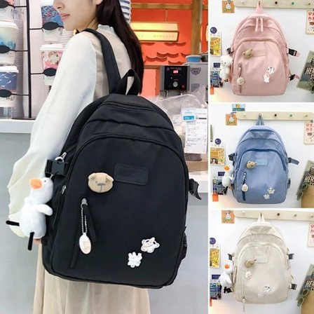 Nylon i nylon Teenager Pure Color skoletaske beige (Uden ornamenter)