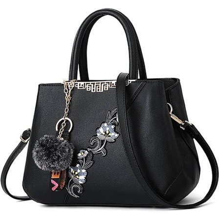 Naisten käsilaukku olkalaukku Pom Pom -koriste Naisten kassi Messenger-laukku Matkatavarat Vedenpitävä PU-nahka (Musta A+ Pom Pom -koriste)