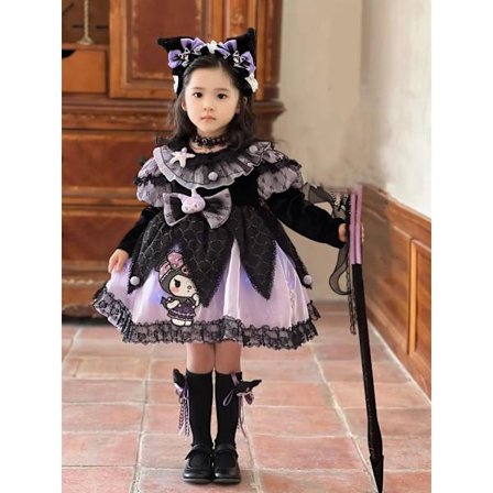 Anime Kawaii Sanrios My Melody Kuromi Lolita Barnekjole Prinsesse Komfortabel Søt Jente Tutu Skjørt Småbarn Bursdagsklær