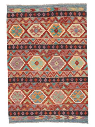 Oriental Kilim Afghan Old Style Rug 169X247 Dark Red/Brown Wool, Afghanistan