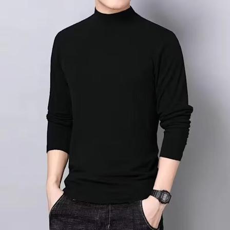 Develvet Halv Turtleneck Base Tröja Mäns Dubbelsida Plus Lång Ärm T-Shirt Trend Vinter Sträck Varm Under Kläder Black XL
