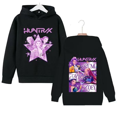 Tyttöjen Kpop Demon Hunters Huppari Lasten HUNTRX Villapaita Collegepaita Hyppypusero Toppi Rento Vaatteet Korkealaatuinen Tyyli 1 Musta[GKS]