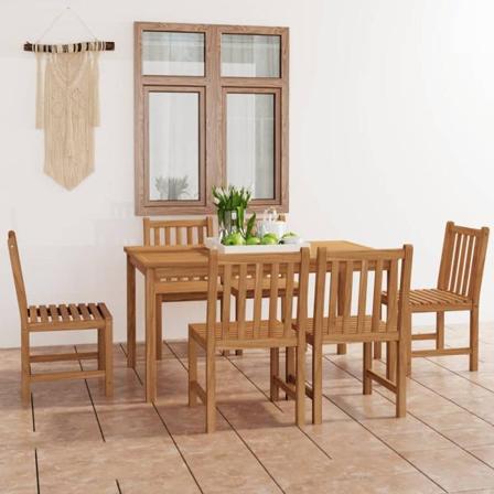Vidaxl Matgrupp För Trädgården 7 Delar Massiv Teak Brun