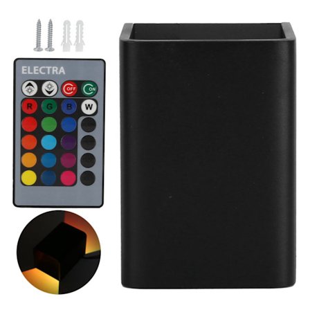 Vegglampe RGBW Fjernkontroll 5W Aluminium LED Vegglampe for soverom Gang Trapper Svart skall