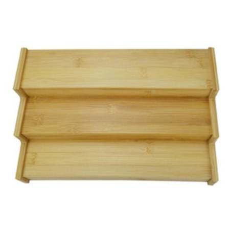 3-etasjers ikke-utvidbar bambus krydderhylle trinnhylle skaporganisator