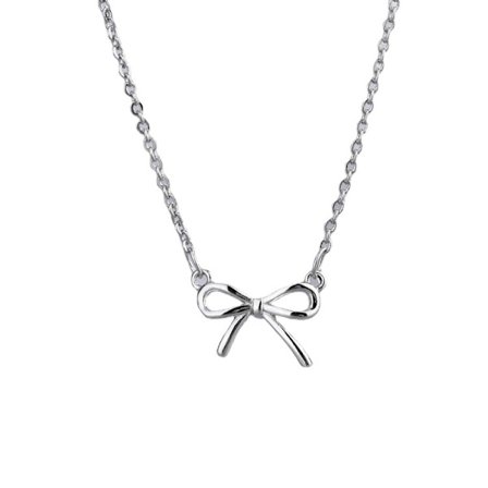 Silver bow pendant halsband