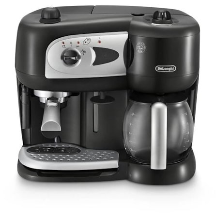 Kombinerad pump espressomaskin - DELONGHI - BCO261B.1 - 15 barer - Kapslar och malet kaffe - Svart och vitt