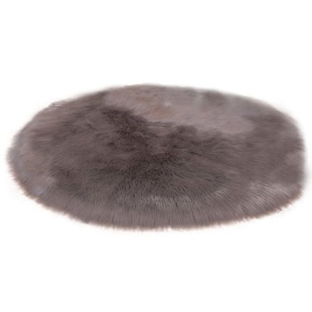 Mjuk Rund Fårskinnsmatta, Liten Fluffig Vit Rund Matta för Stol, Mini Mysig Matta för Sovsal - Grå