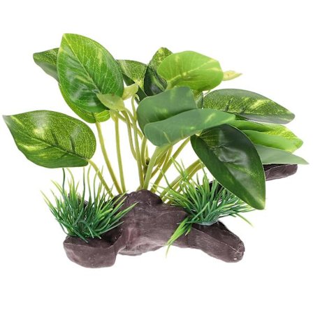 Akvarium Akvatiske Planter Kunstig Fisk Gjemt Drivved Fisketank Dekorasjon (Grønn, Lilla)