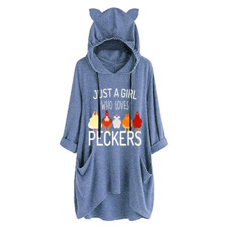 Kvinnor Hög Låg Fåll Med Fickor Tröjor Print Sweatshirts