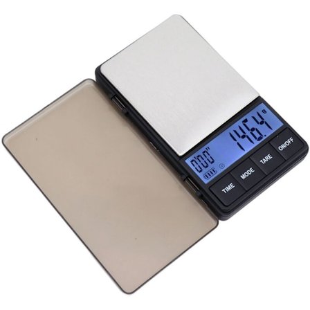 Liten kaffevåg, känslig och exakt, 1000 g till 0,1 g, digital fickkaffevåg med timer och tareringsfunktion