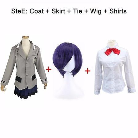 Tokyo Ghoul Touka Kirishima Cosplay-asu Tytöille Täysi set japanilainen koulupuku Naisten Halloween-mekko Blazer+hame+solmio SetE One Size-Tokyo Ghoul